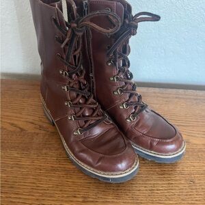 Brown Lace-Up Boots